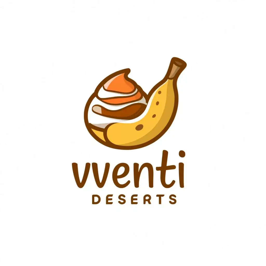 a logo design,with the text "Venti desserts", main symbol:banana pudding,Moderate,clear background