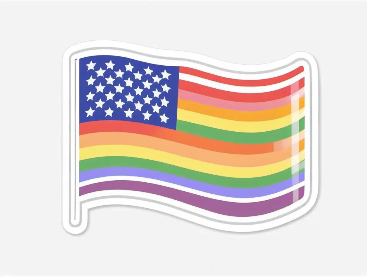 USA Rainbow Flag Gay Pride Sticker with Happy Muted Color Algorithmic Art