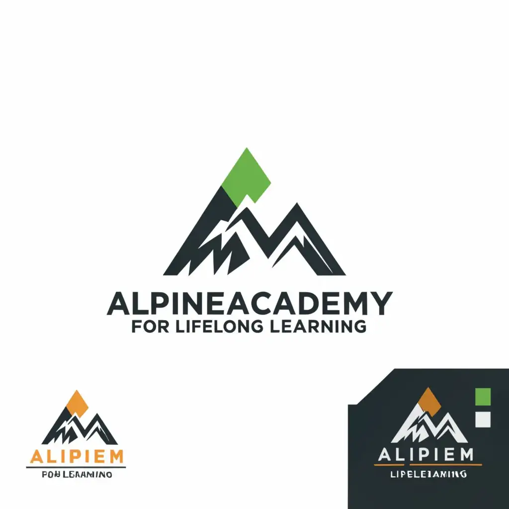 a logo design,with the text "Alpine Academy for Lifelong Learning", main symbol:Mountains,Minimalistic,be used in Education industry,clear background