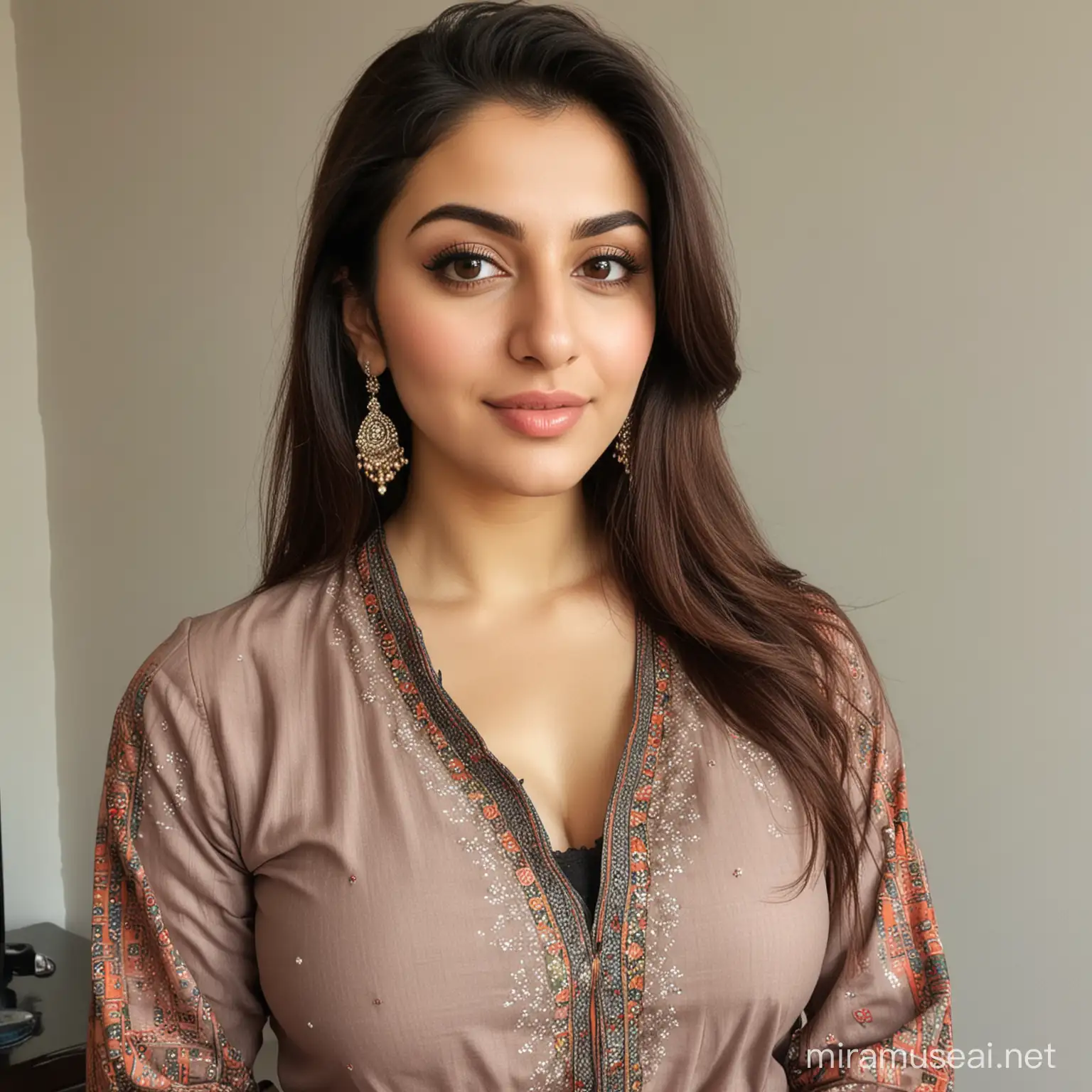 beautiful  iranian woman in salwar kameez with big breasts, nipples