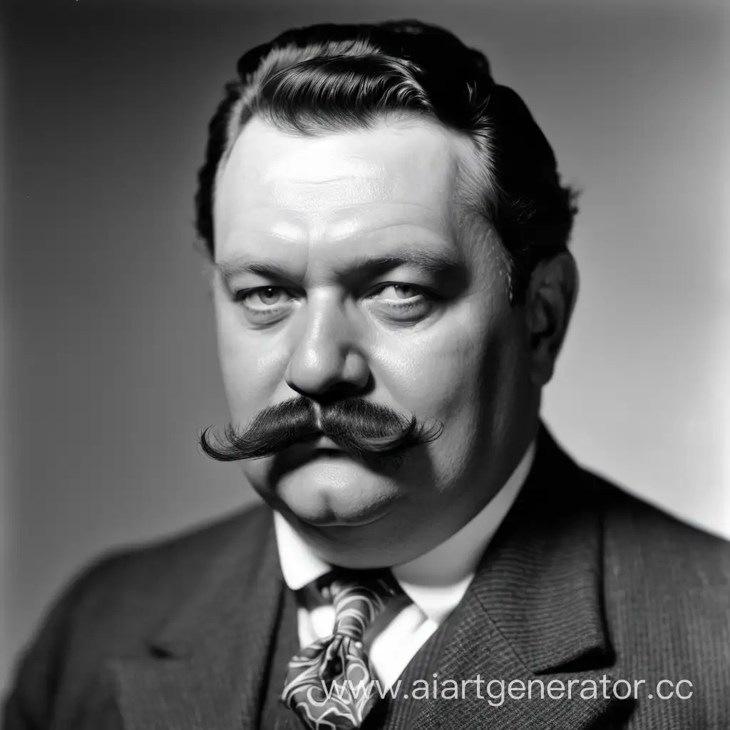 rich fat with moustache 60 years old man in 1950's