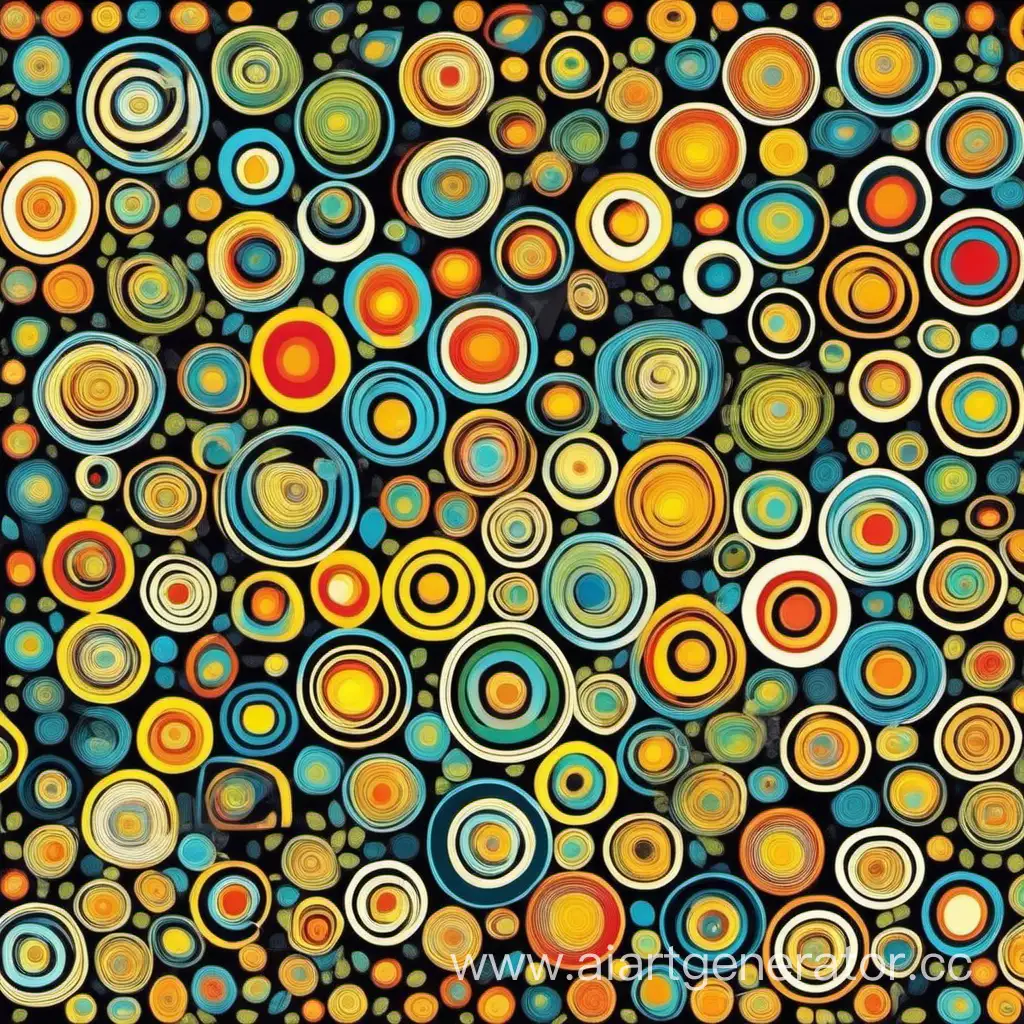 Vibrant-Summer-Surrealism-Pattern-of-Circles-and-Leaves