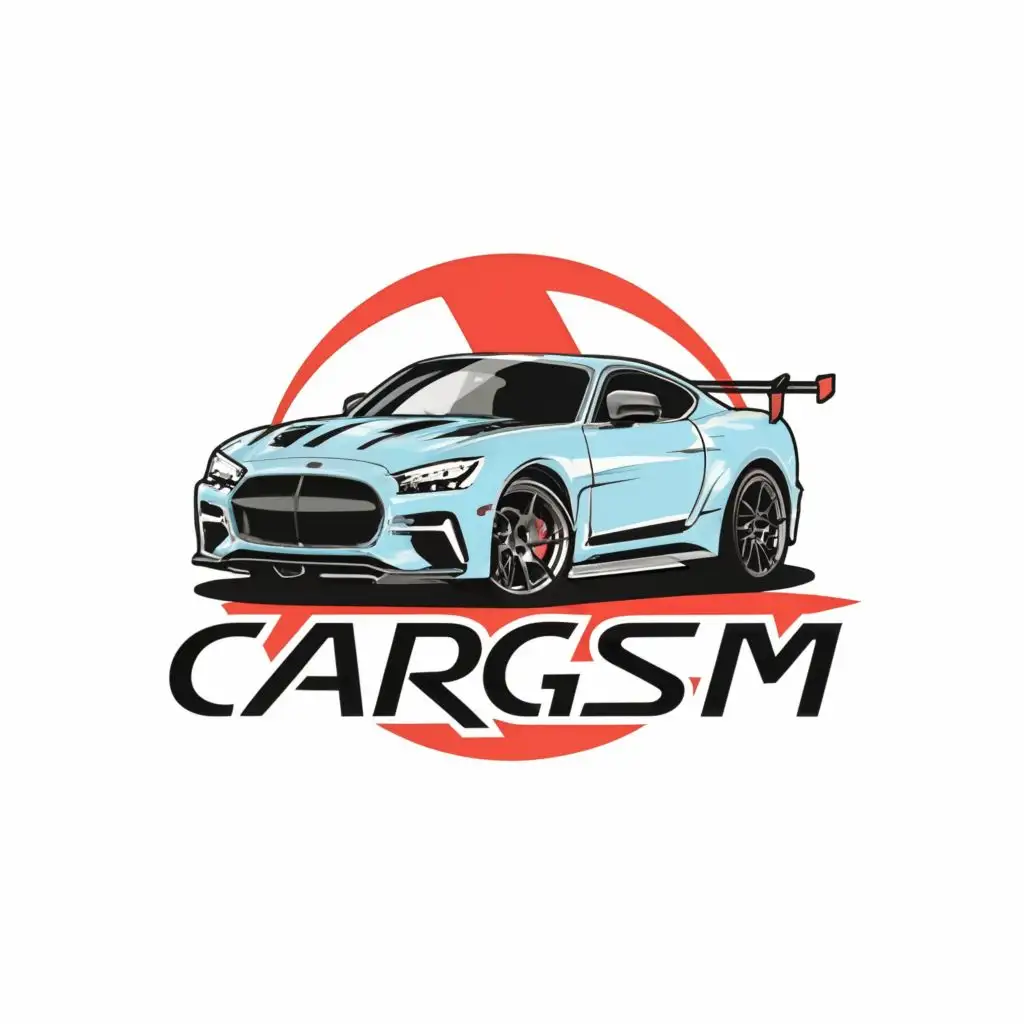 logo, a sportscar, with the text "cargasm",  be used in Automotive industry