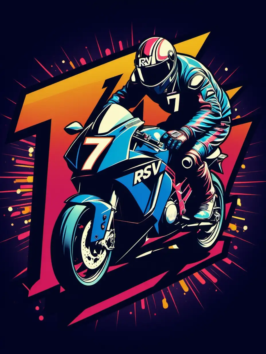 Midnight DJ Party with Retro Colored Super Motorcycle