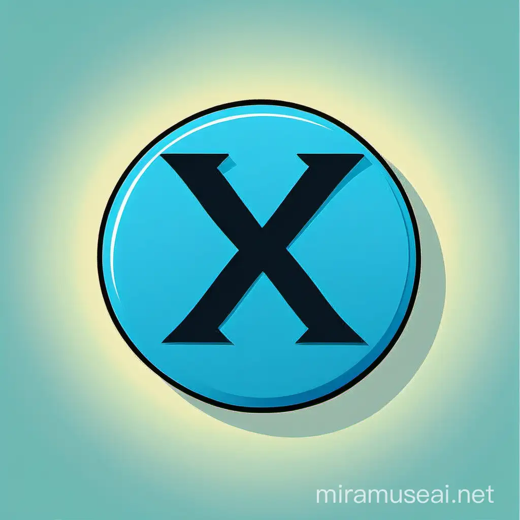 Cartoon blue circle button with "x" inside