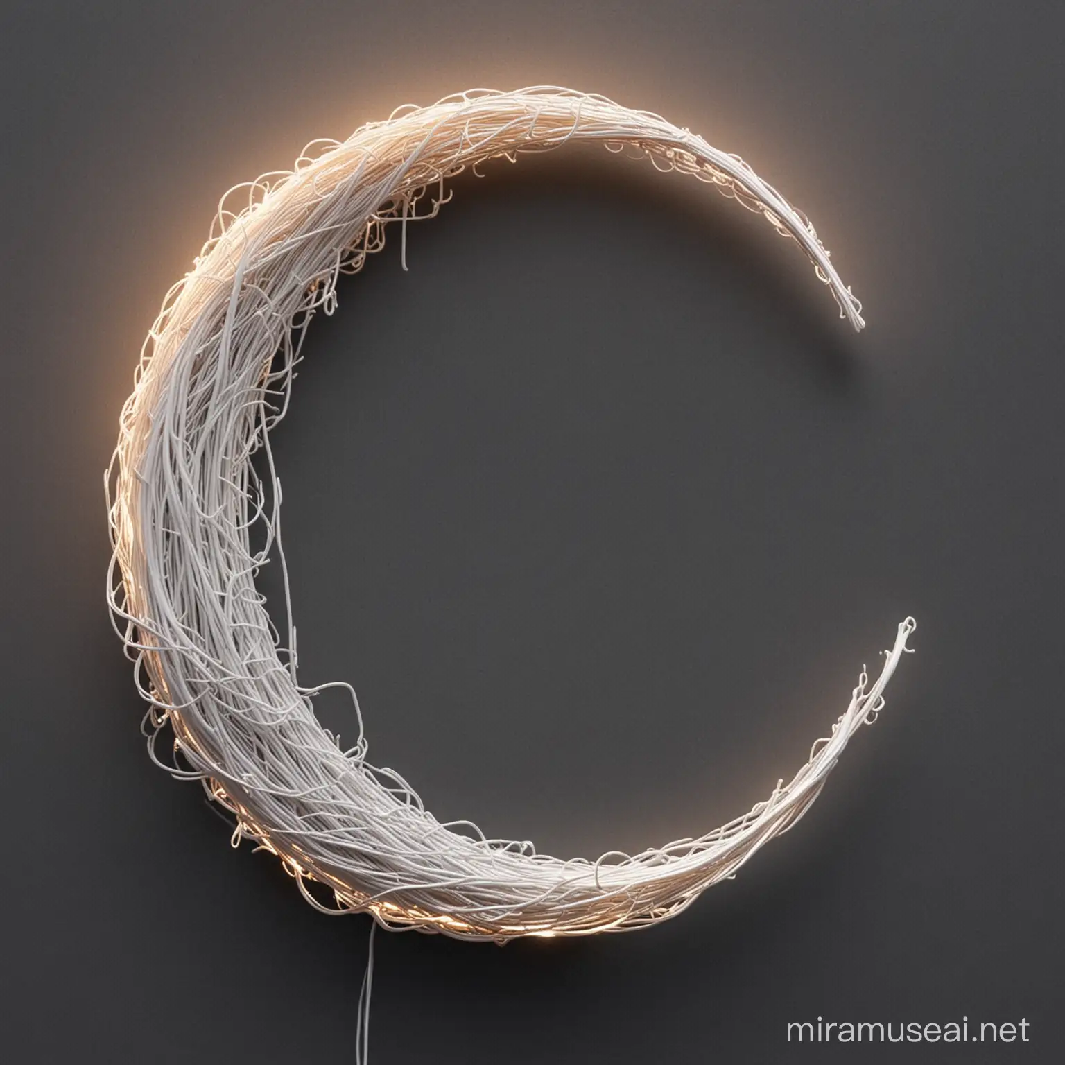 Waning Crescent Moon Crafted from Electric White Wire