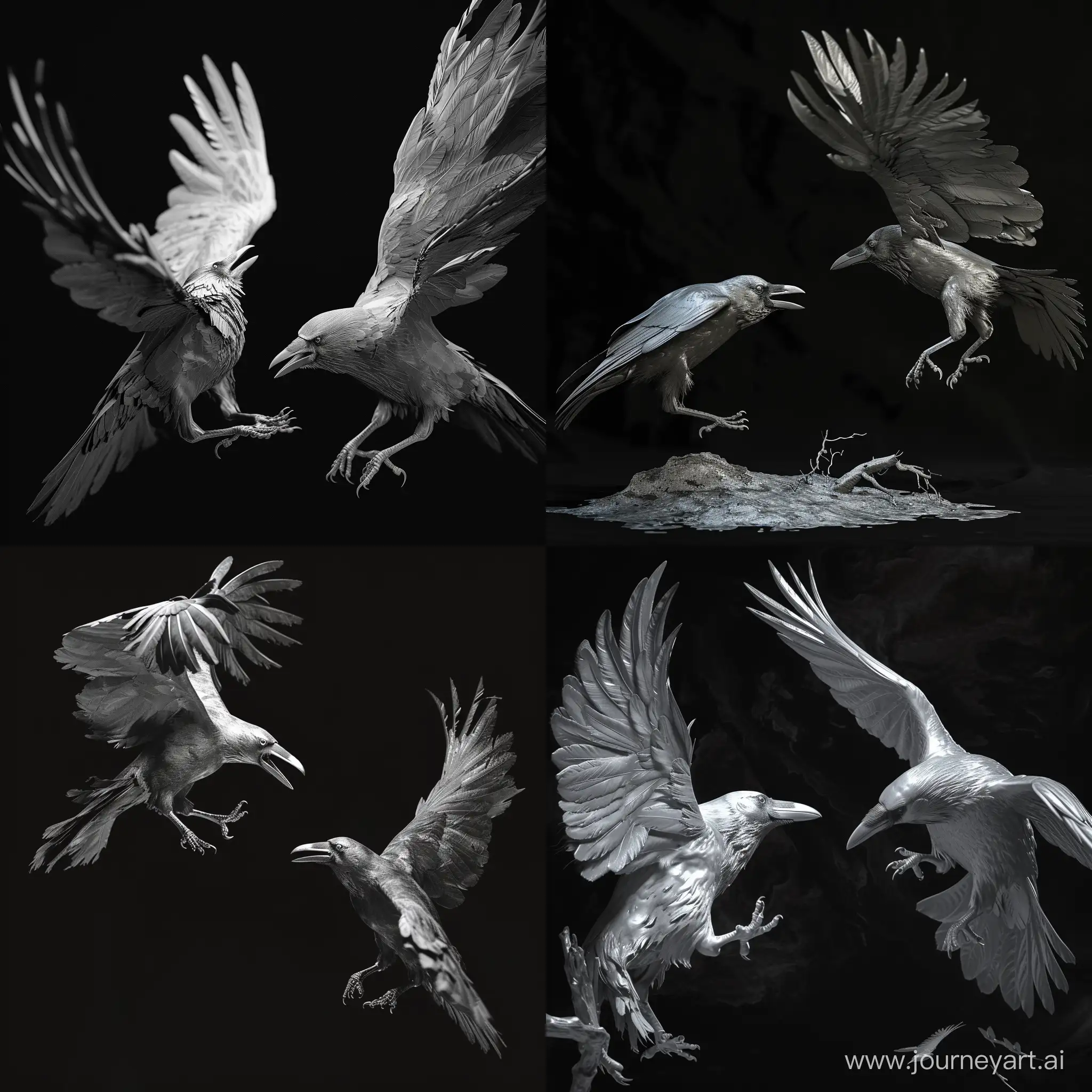 Dynamic-Crow-Flight-and-Attack-in-Realistic-3D-Texture