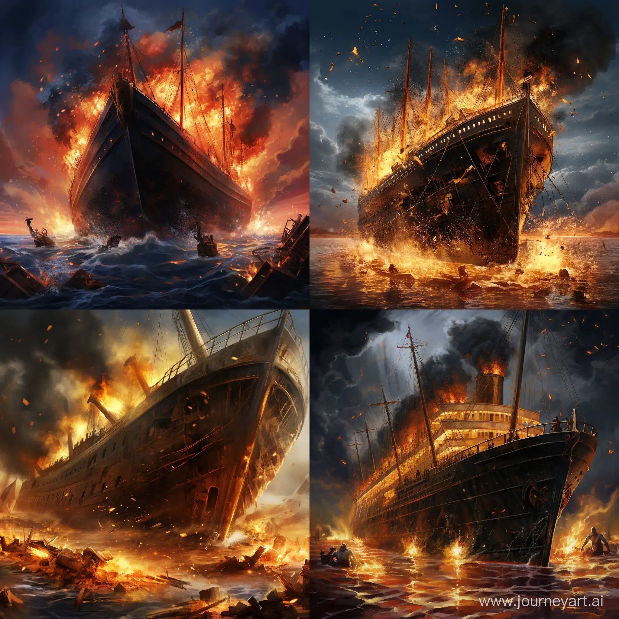 Tragic-Titanic-Explosion-at-Sea