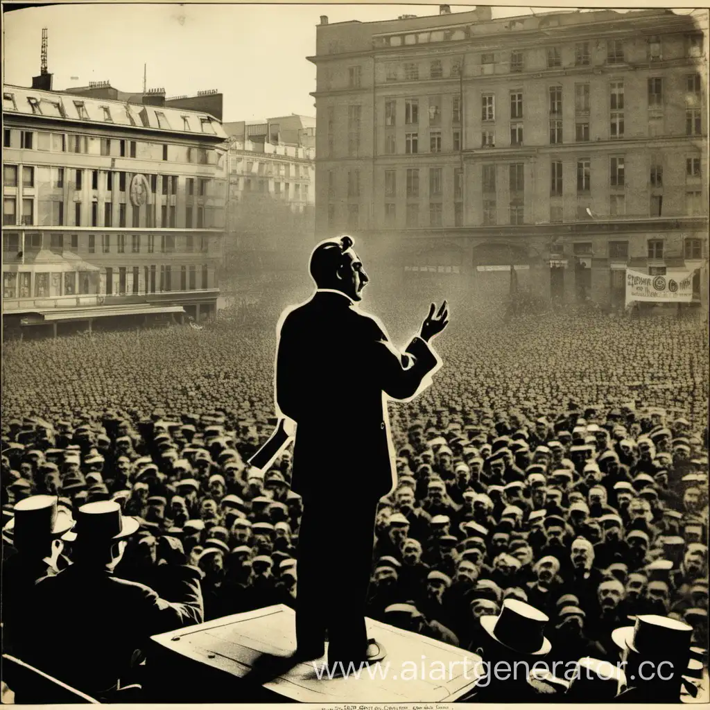 Georges Valois speaks at a rally pf the National Sindicalist Party