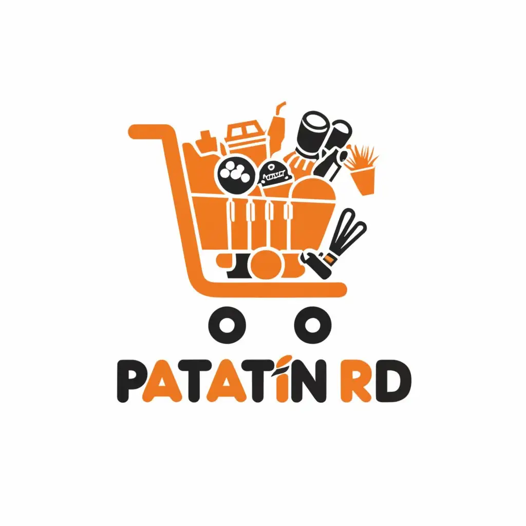 LOGO-Design-For-Patatn-RD-Vibrant-Orange-and-Dark-Gray-with-Shopping-Cart-Theme