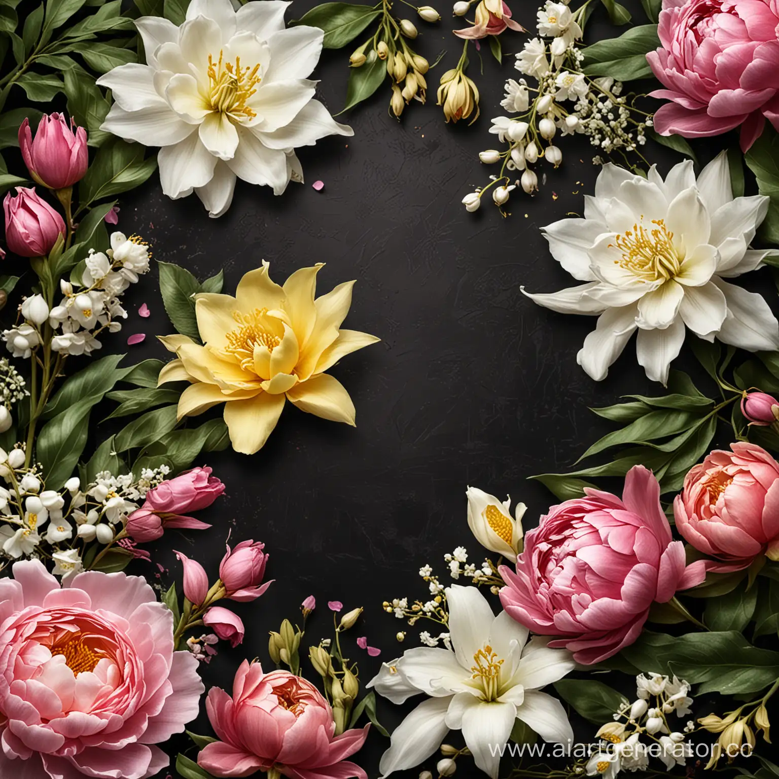 Elegant-Bouquet-of-Rose-Peony-and-YlangYlang-on-a-Dark-Background