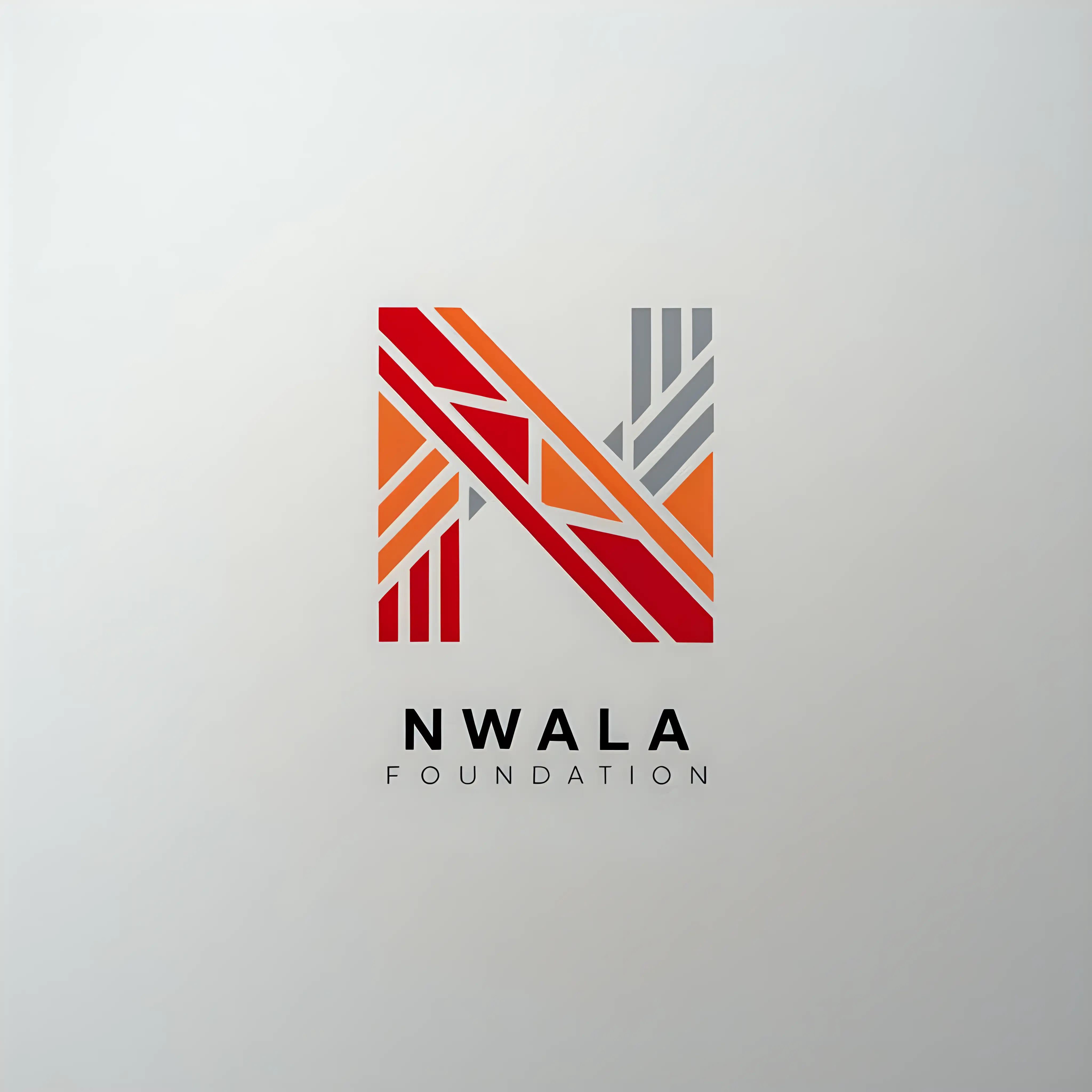 minimalistic logo for book writers organisation 'Nwala Foundation' red orange and grey colour icon, clear 
white background, no lines