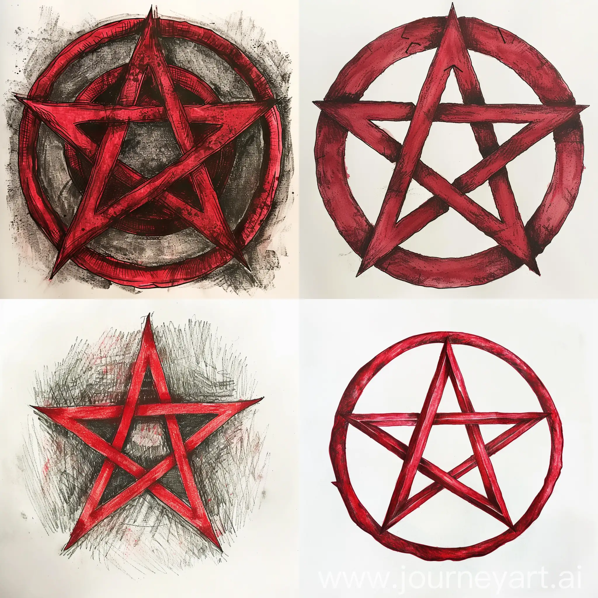 Red-Pentagram-Symbol-on-White-Background