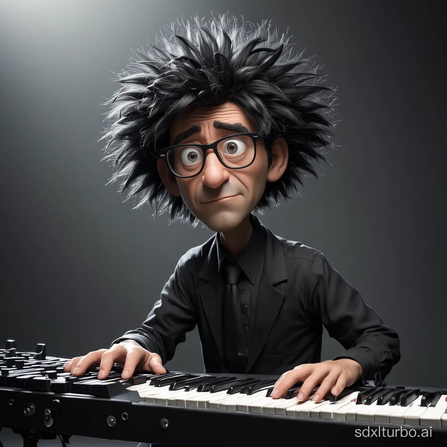 French-Musician-Playing-Keyboard-in-Pixar-Cartoon-Style