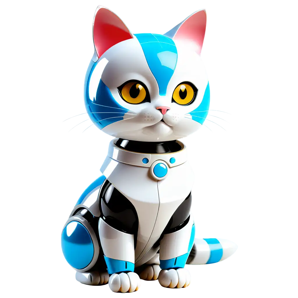 robotic cat in cute Japanese style