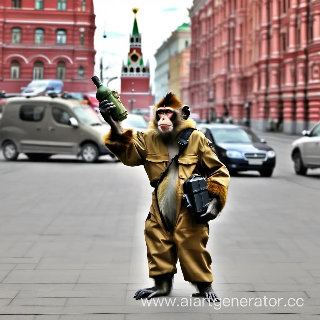 Обезьяна с гранатой у руках в городе Москва
