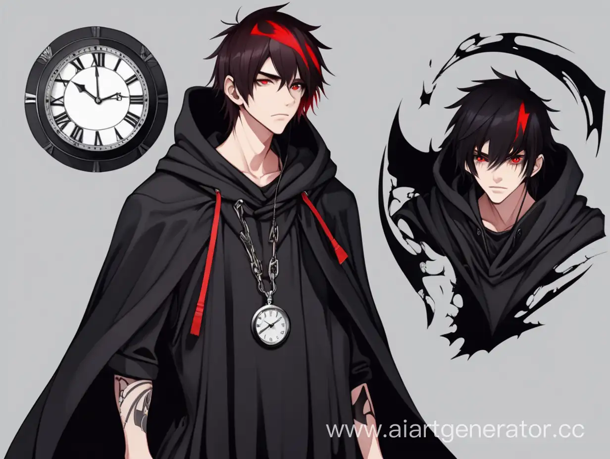 Mysterious-Figure-with-RedBlack-Hair-and-Enigmatic-Clock-Theme