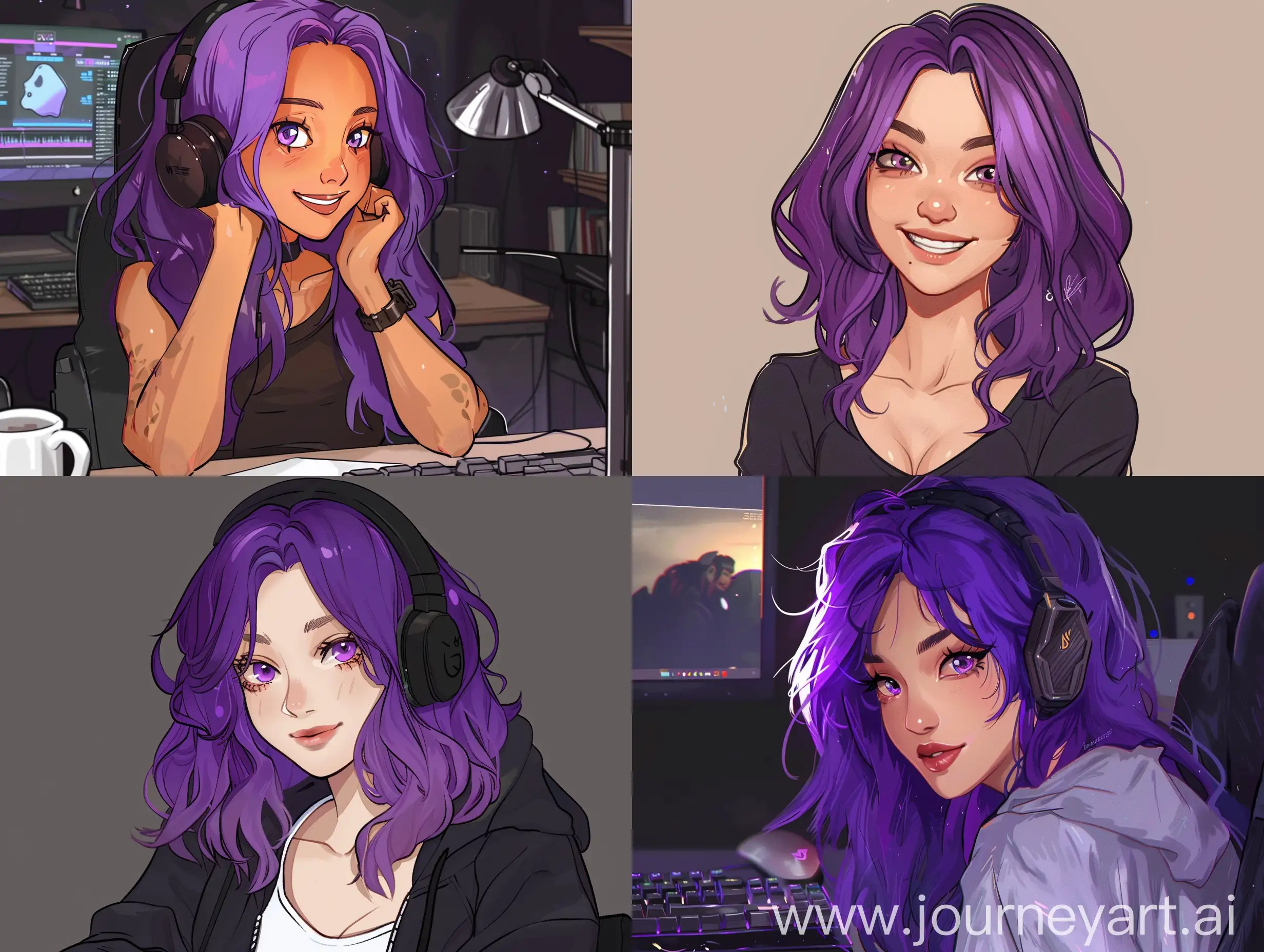 PurpleHaired-Virtual-Streamer-Twitch-Emotes