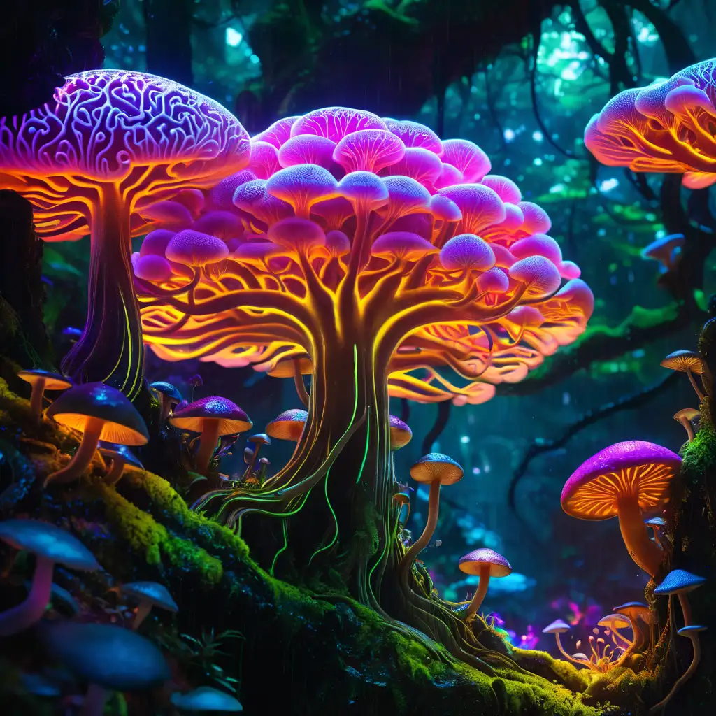 Futuristic Fantasy Art Queen of the Human Brain Fungi Kingdom