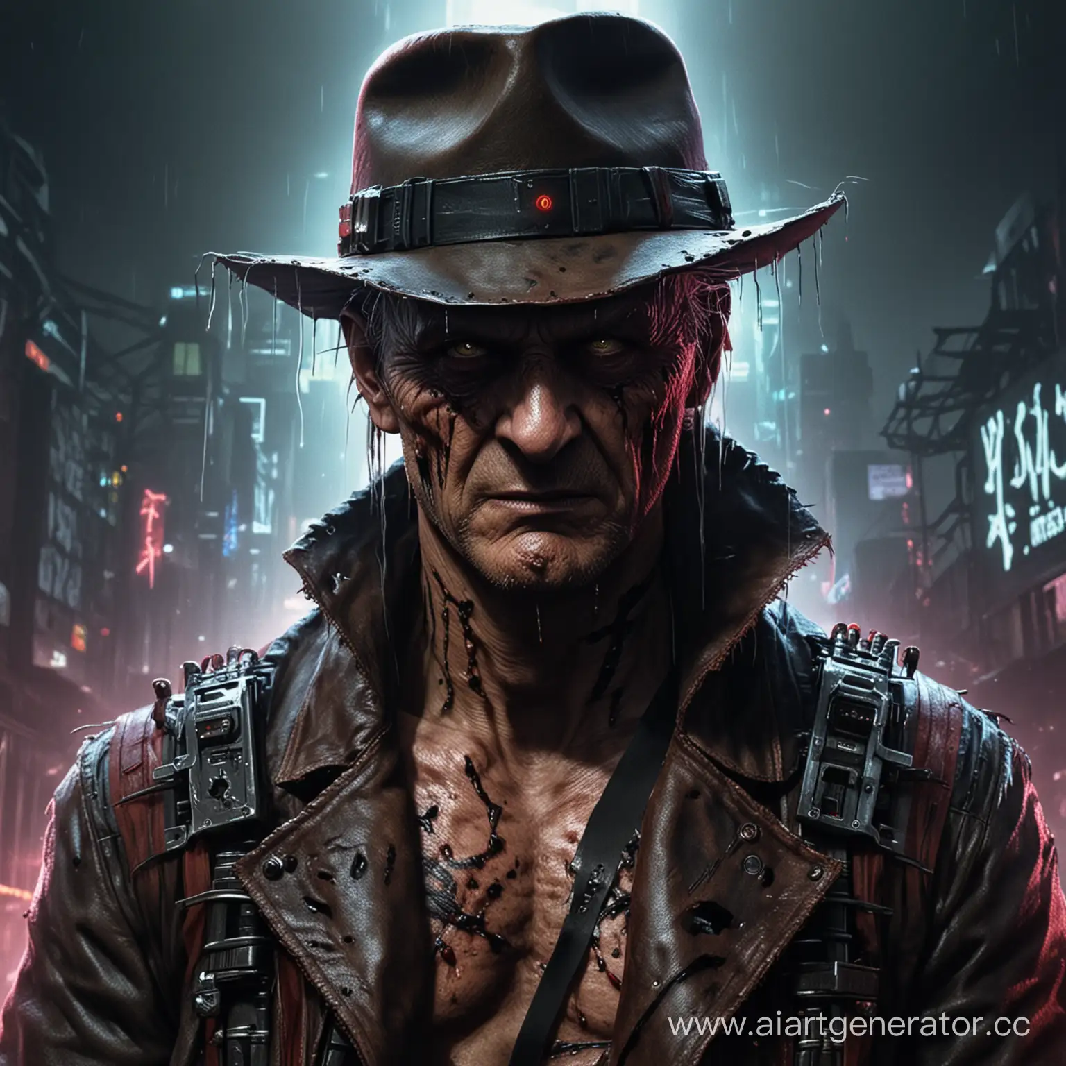 Freddy-Krueger-Cyberpunk-Art-Futuristic-Nightmare-Stalker-in-a-Dystopian-Realm