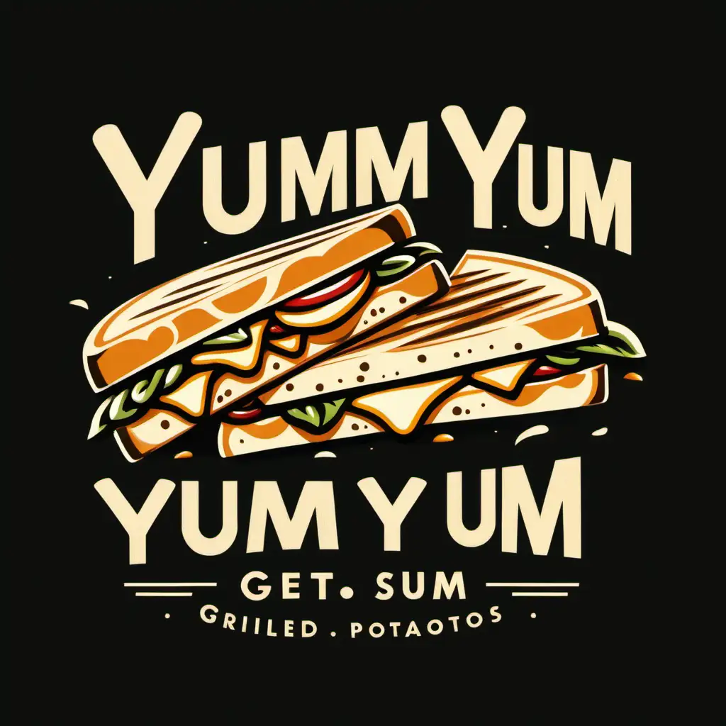 Delicious Grilled Cheese Delights Yum Yum Get Ya Sum Typography Logo