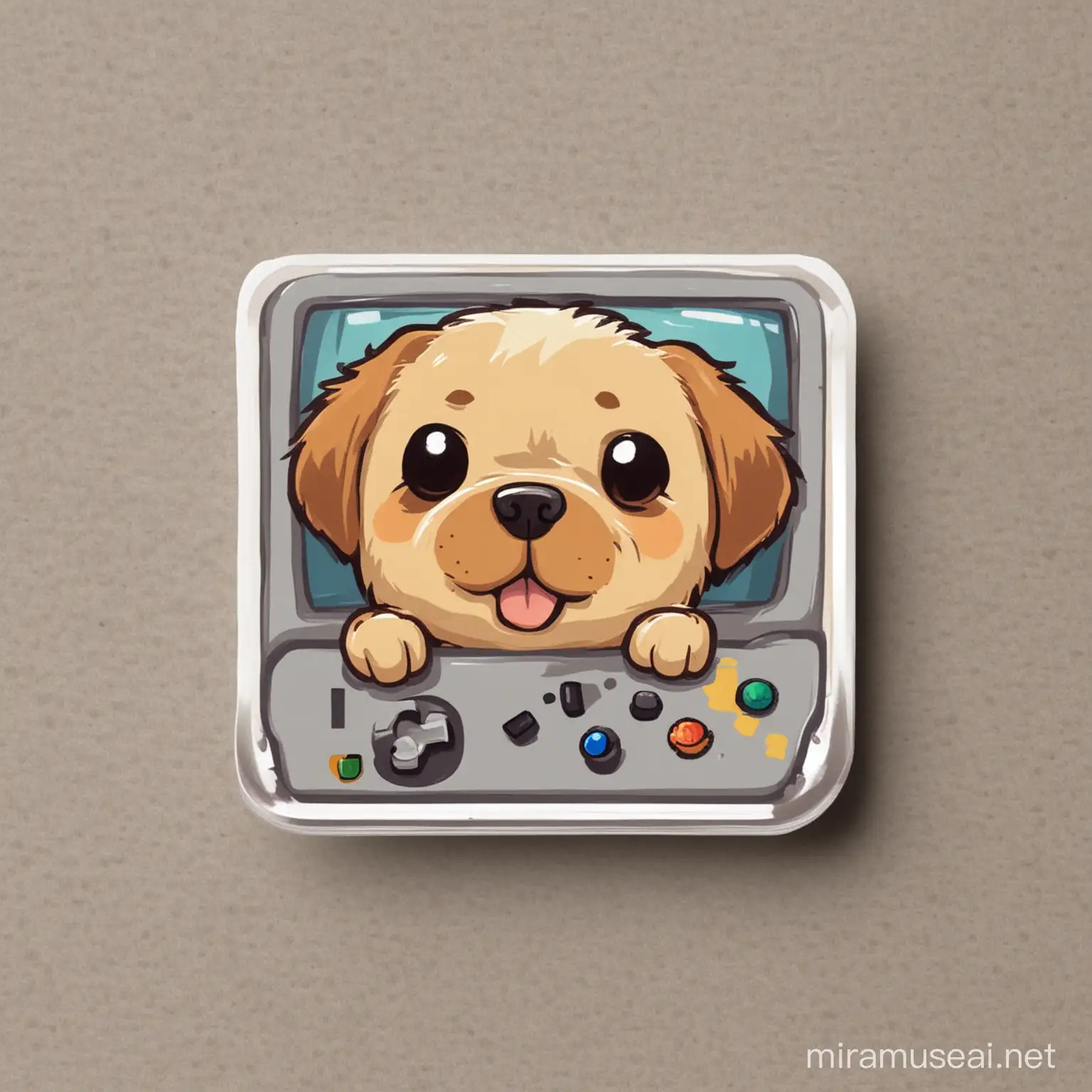 Playful Dog with Video Game Controller Sticker