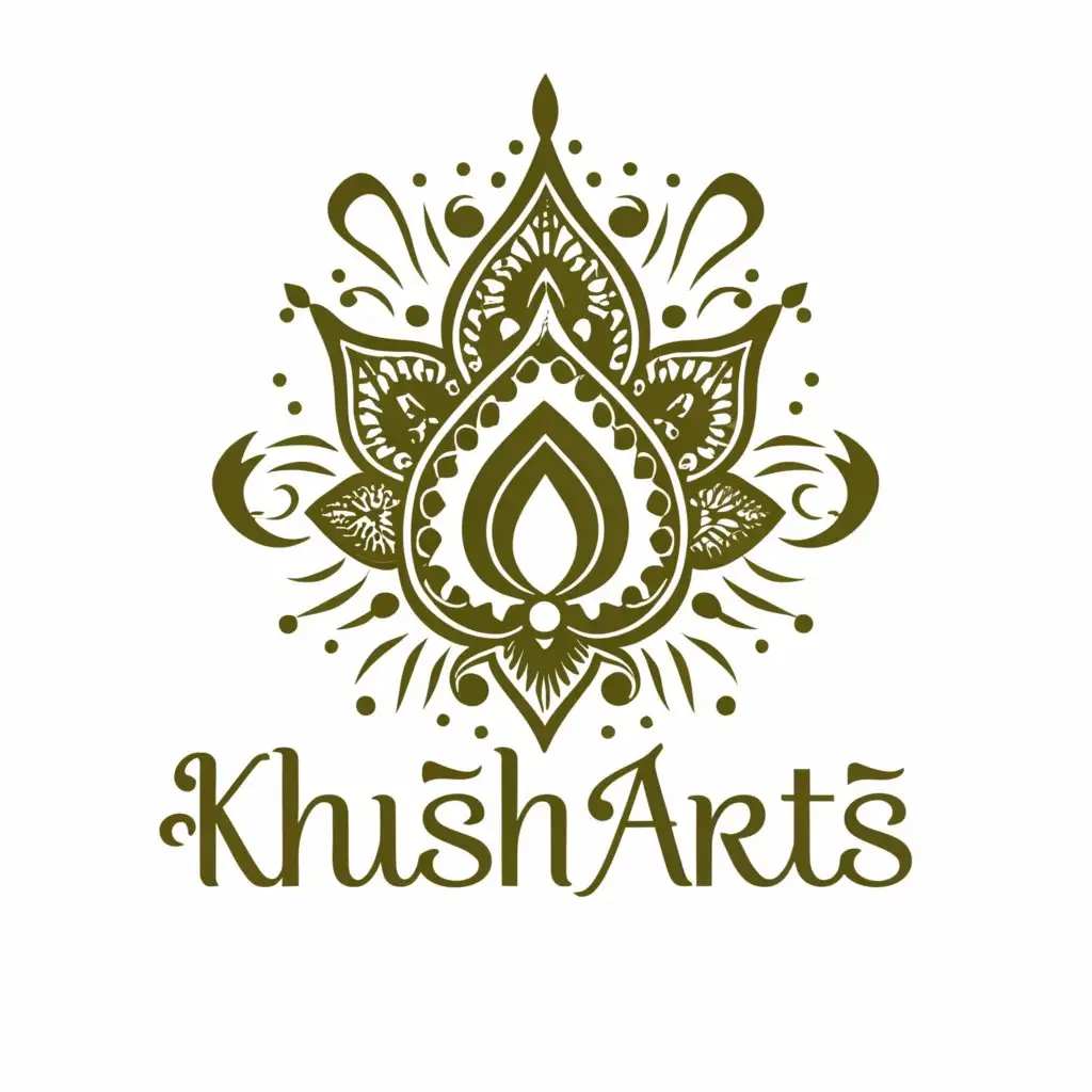 LOGO-Design-For-Khush-Arts-Elegant-Mehandi-Symbol-on-a-Clear-Background