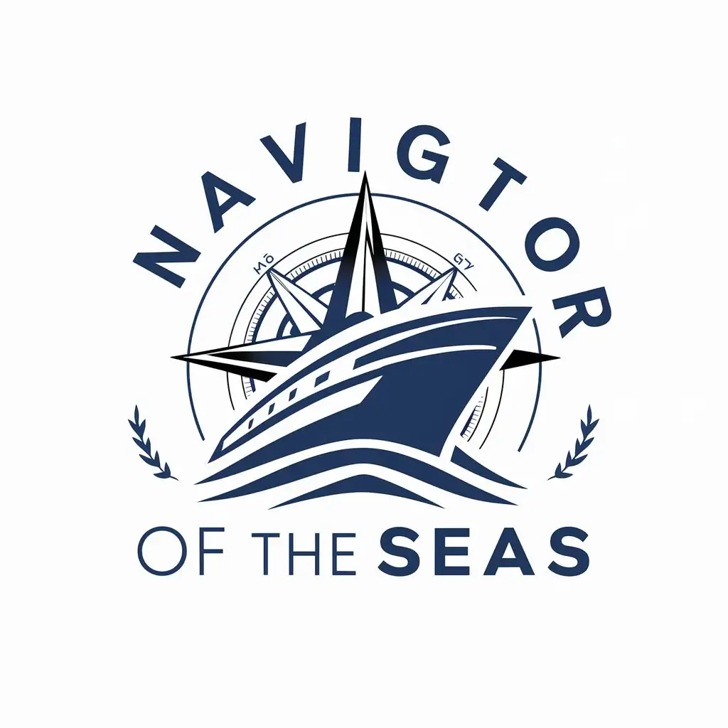 logo, ship and compass, with the text "navigator of the seas", typography, be used in Travel industry