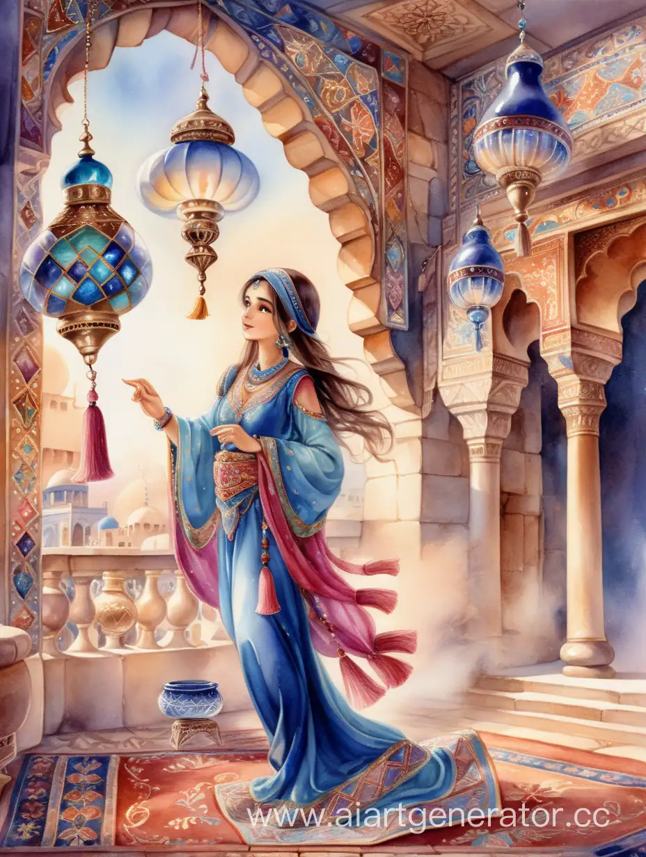 Enchanting-Eastern-Fairy-Tale-Girl-with-Magic-Lamp-on-Ornate-Palace-Balcony