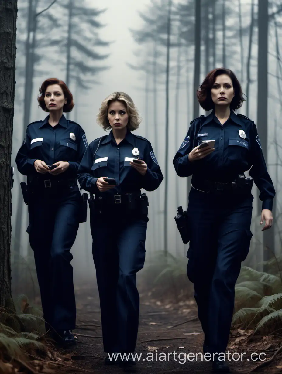 Three-Women-in-Forest-Civilian-and-Police-Presence