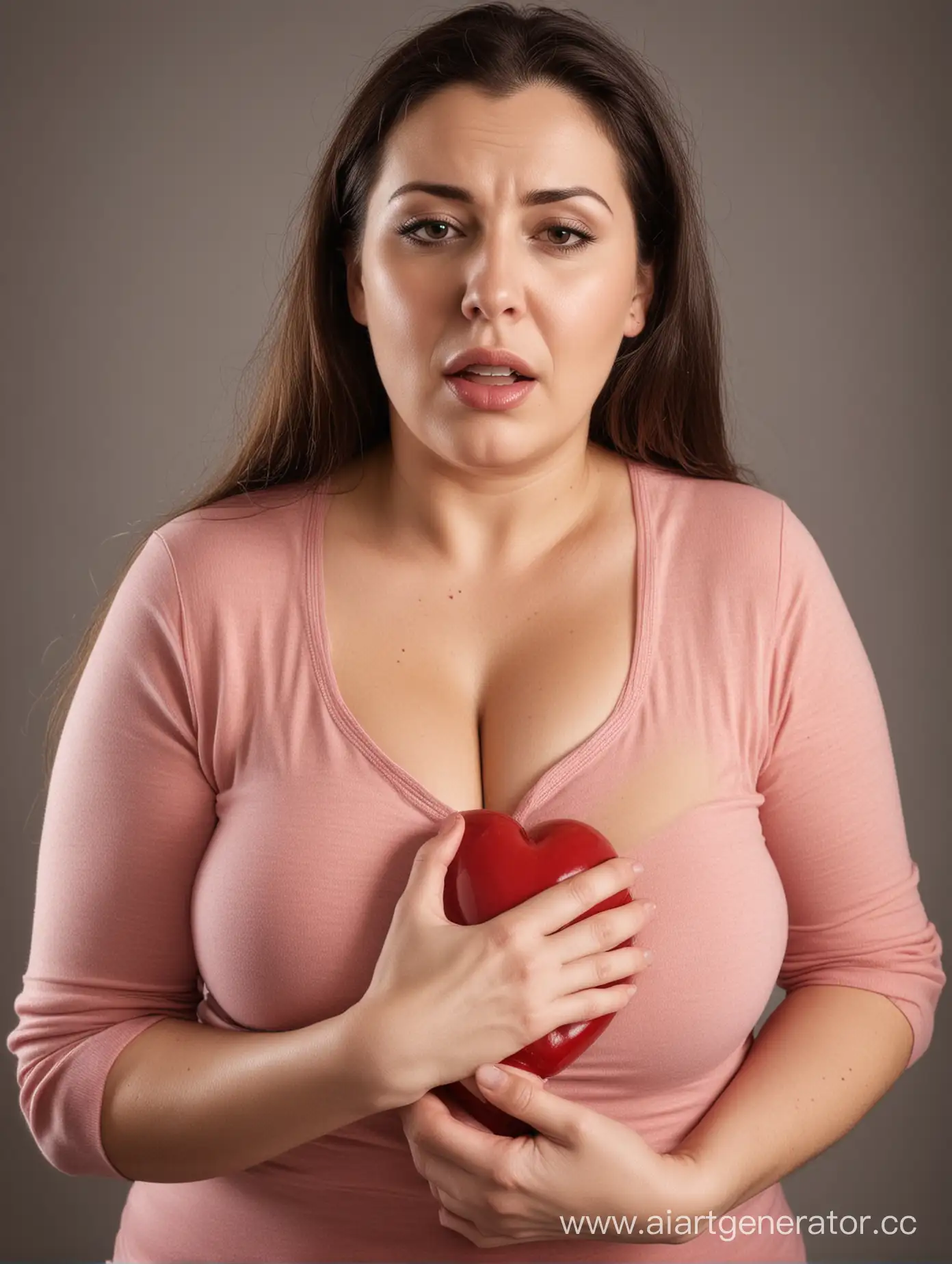 very thick beautyfull woman suffering a heart attack