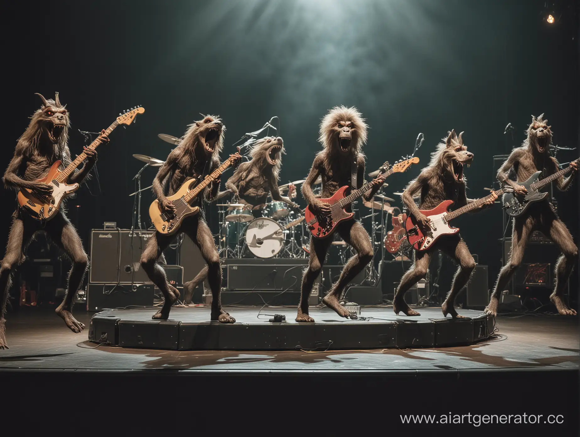 Energetic-Creatures-Rocking-Out-with-Electric-Guitars-on-Stage