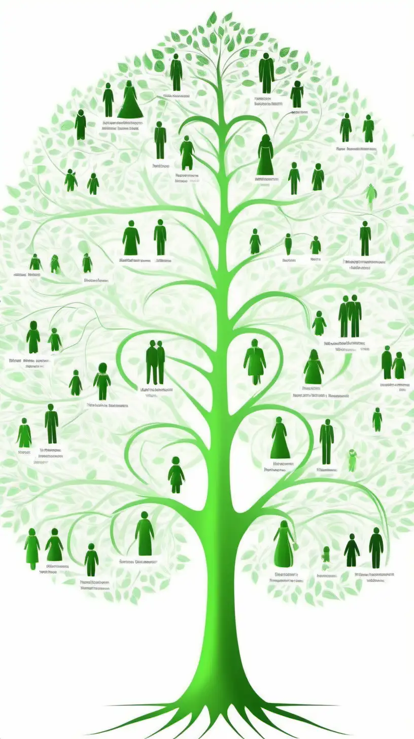 Vibrant Green Family Tree Illustration for Genealogical Analysis