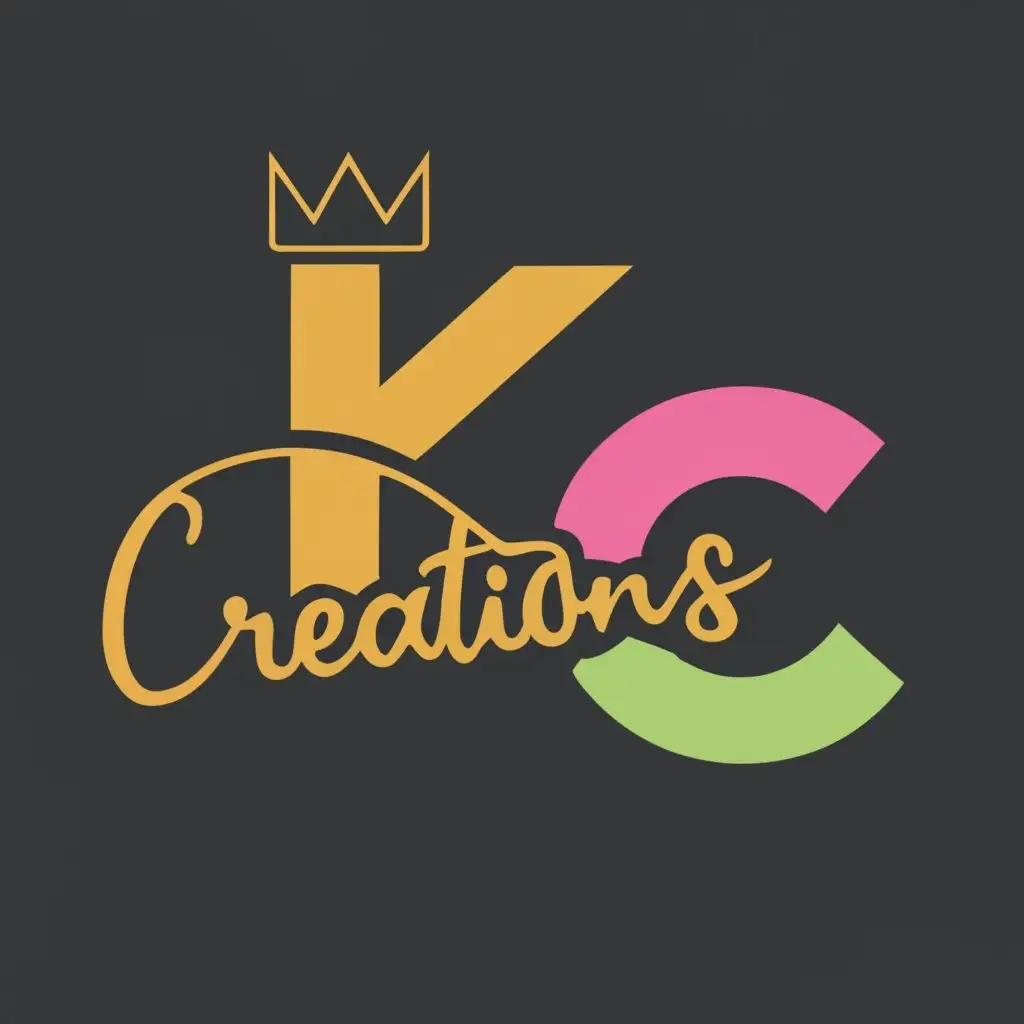 logo, K and C, with the text "Klein Creations", typography, be used in Technology industry. Add a crown in the logo. Then frame it within a circle