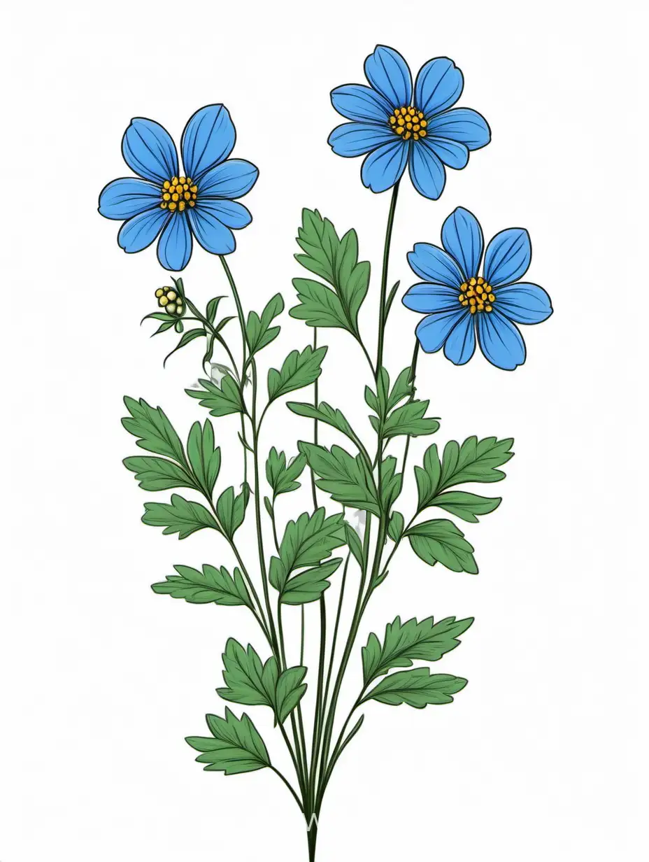 Elegant-Blue-Wildflower-Trio-Minimalist-Botanical-Line-Art-on-White-Background