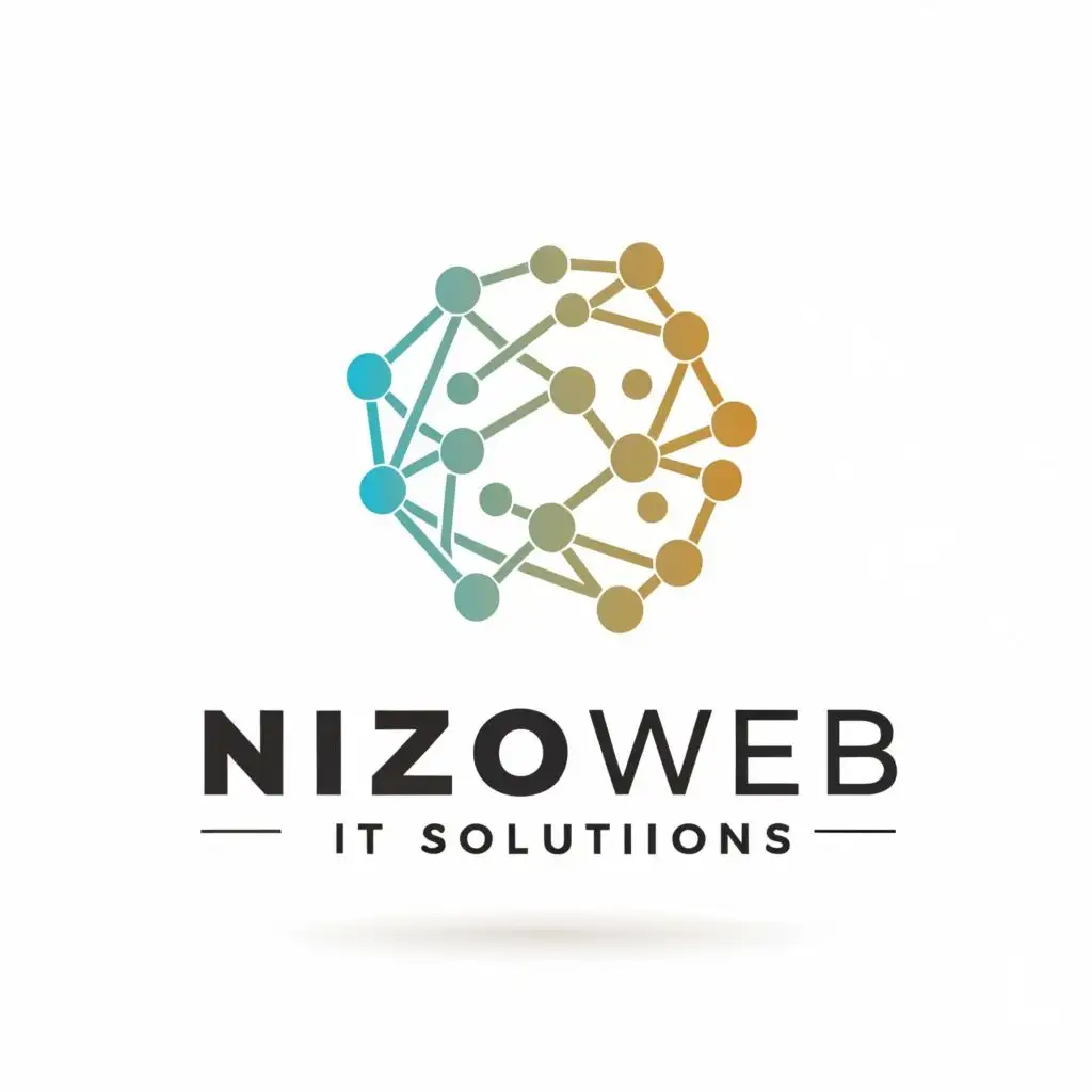 logo, main symbol Network and Business ,, with the text "Nizoweb IT Solutions", typography, be used in Technology industry