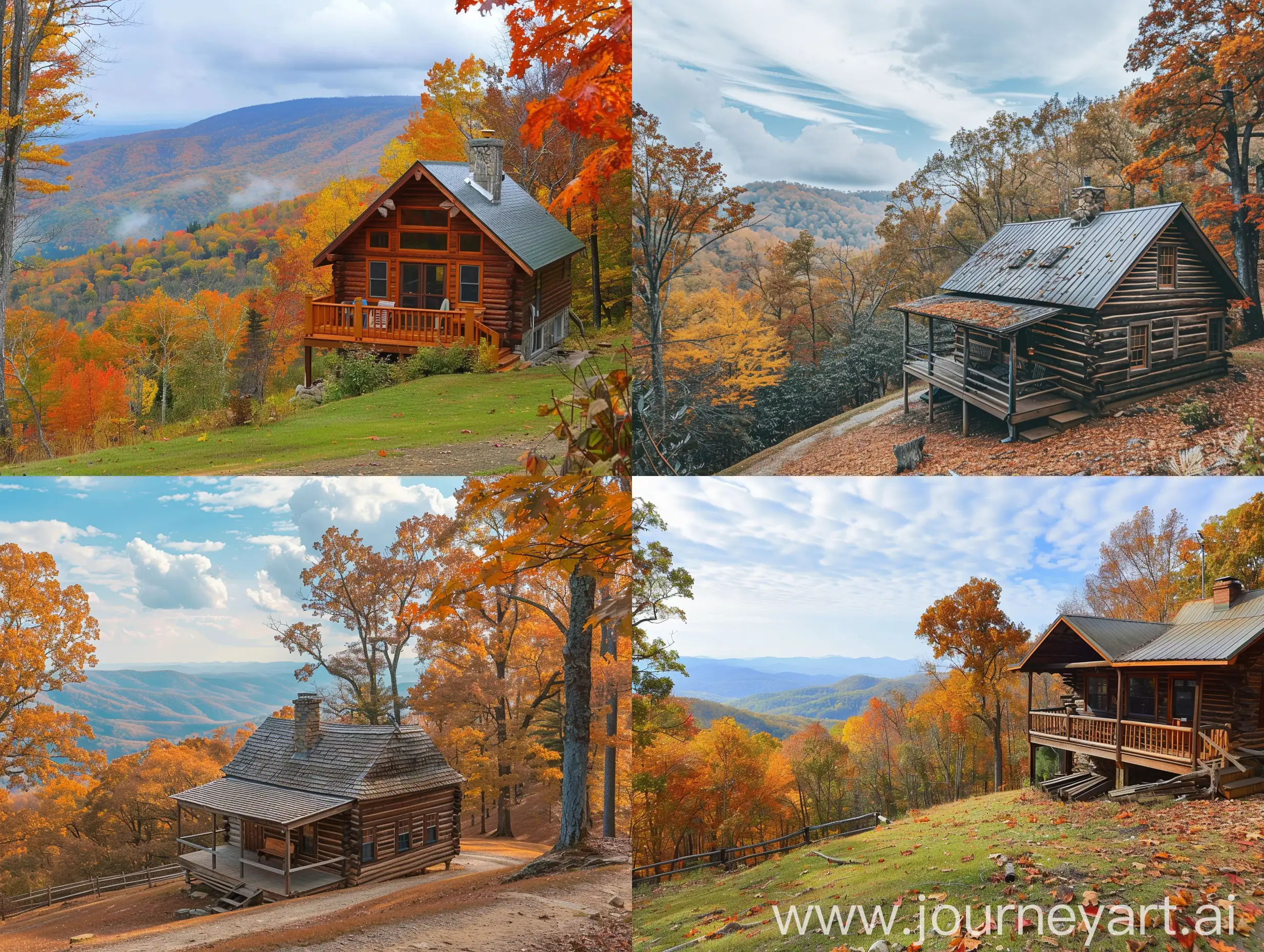 Cabin in the mountains, fall view