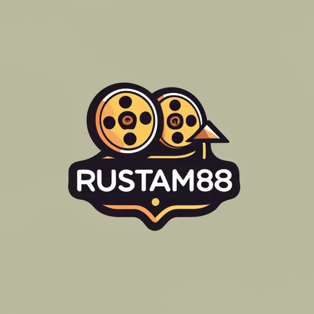 logo, The word Rustam88 is like a movie, with the text "Rustam88", typography, be used in Entertainment industry