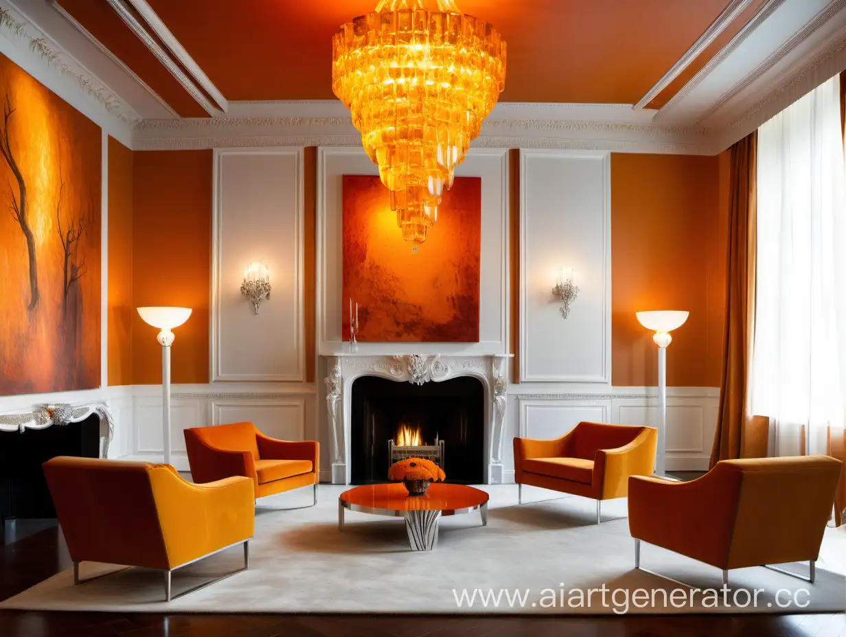 Modern-Design-with-Amber-Room-Influence-Stylish-Chairs-and-Fireplace-Ambiance