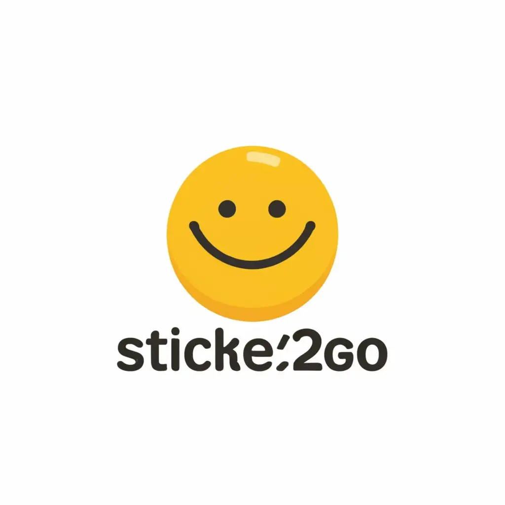 a logo design,with the text "Sticker2Go", main symbol:yellow Smiley,Minimalistic,be used in Internet industry,clear background