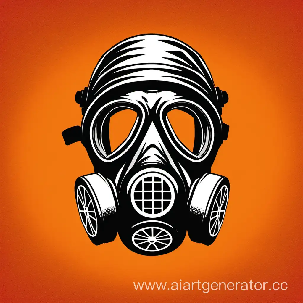 Gas-Mask-on-Vibrant-Orange-Background