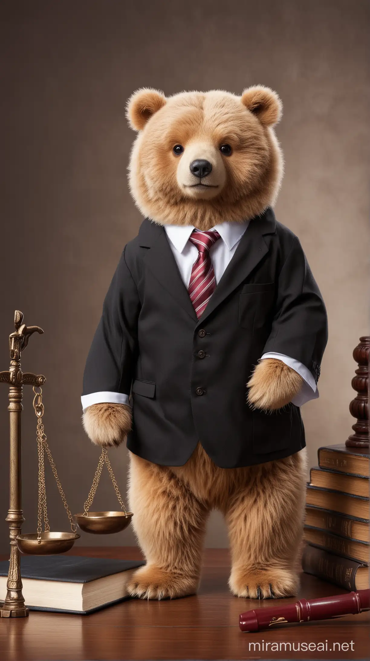 cute bear in lawyer attire
