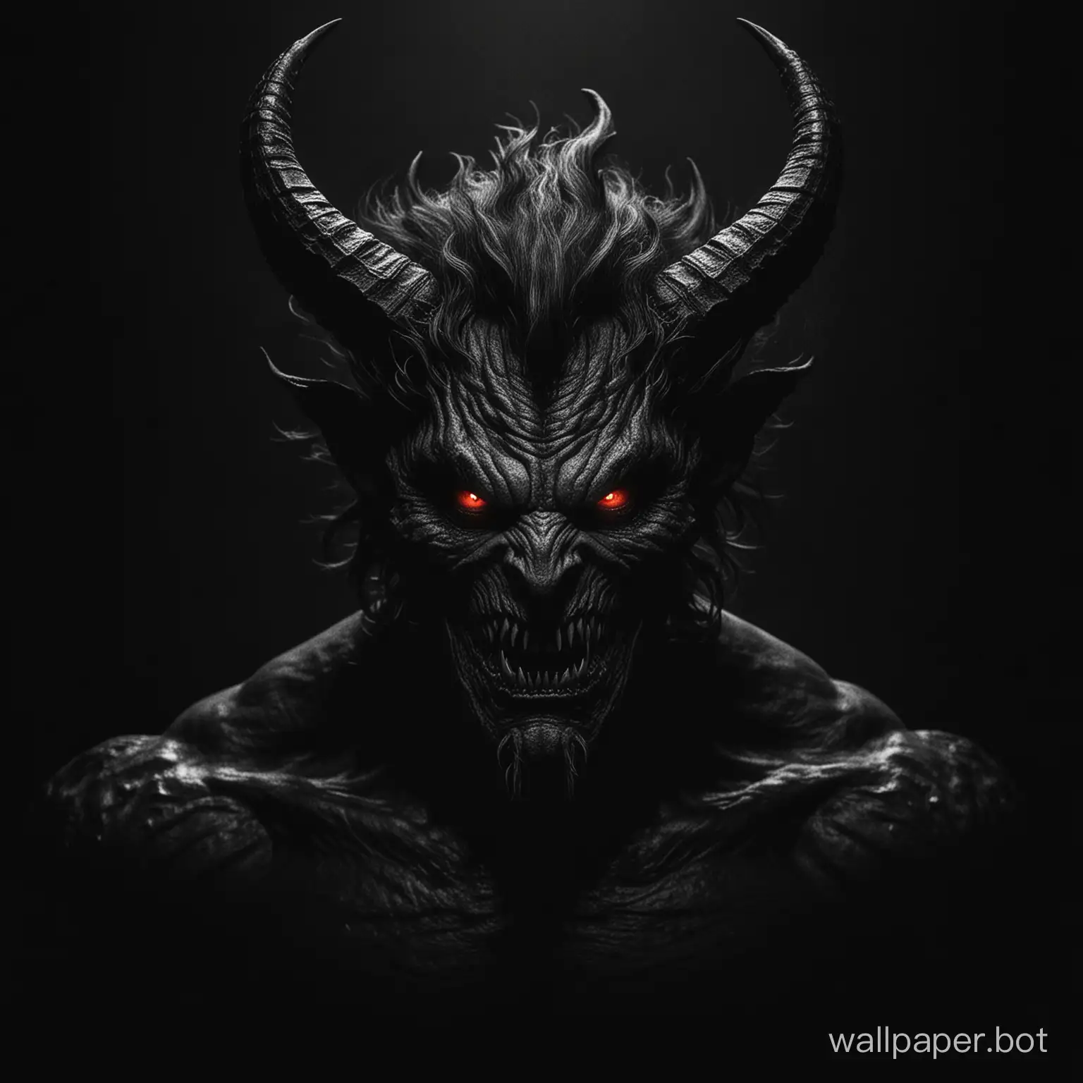 Sinister-Demon-Silhouetted-Against-Black-Background
