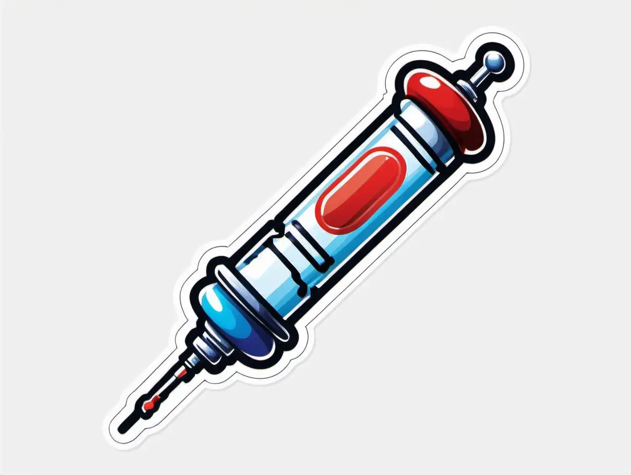 Adorable Disney Pixar Syringe Sticker on White Background