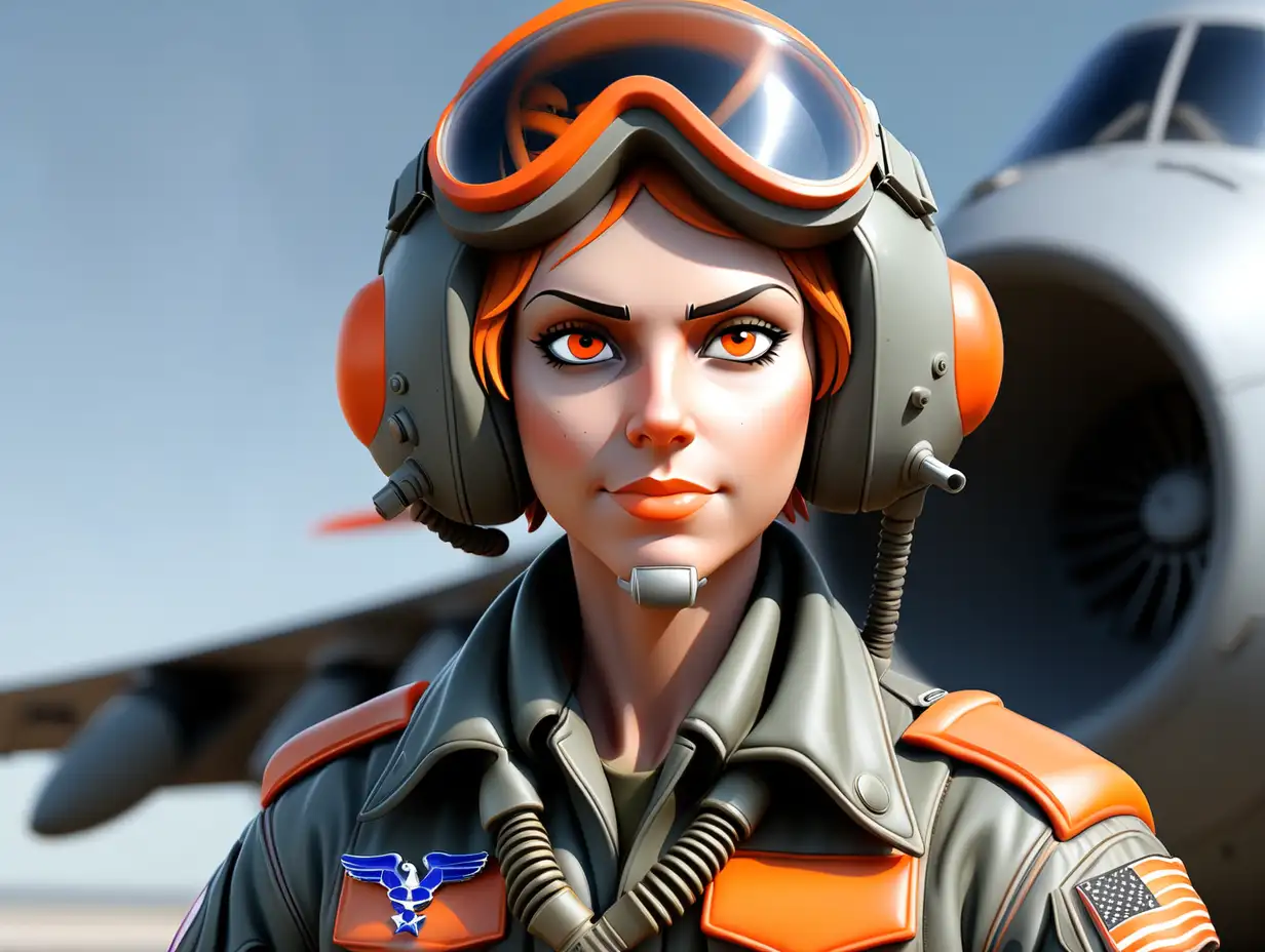 Air Force Pilot in Striking Orange Accents