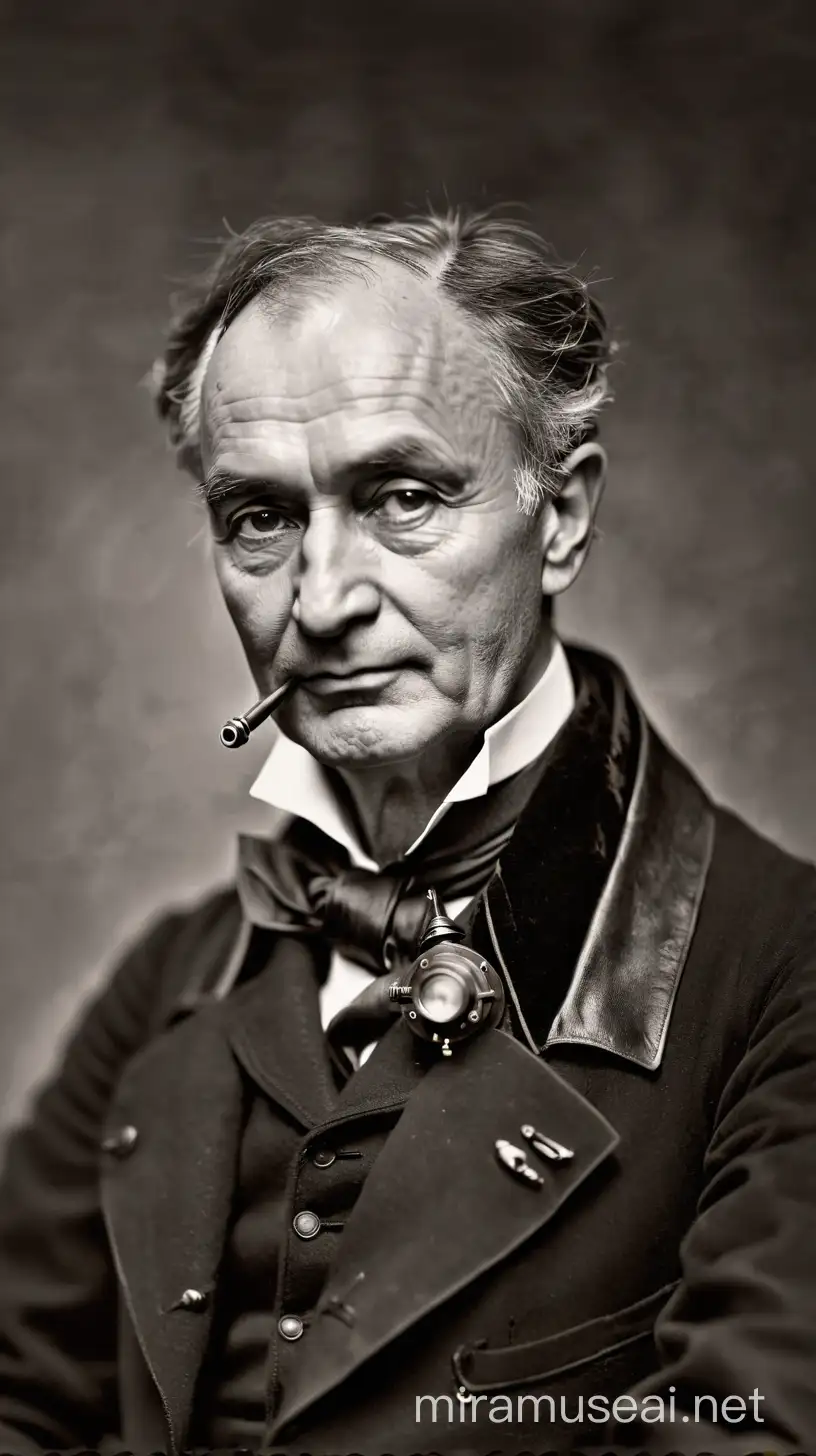 Charles Baudelaire Steampunk Portrait Victorian Dandy Poet with Mechanical Aesthetic