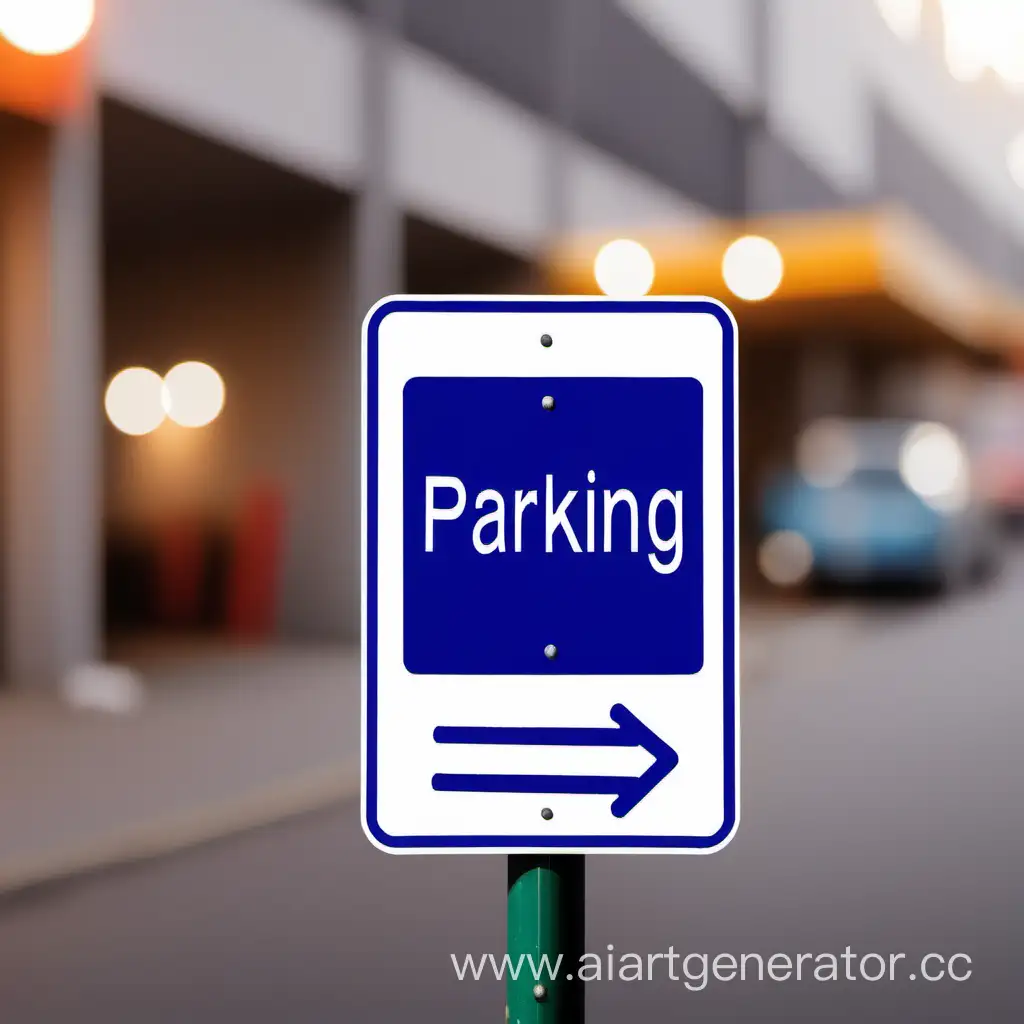 Urban-Parking-Sign-with-Bokeh-Background