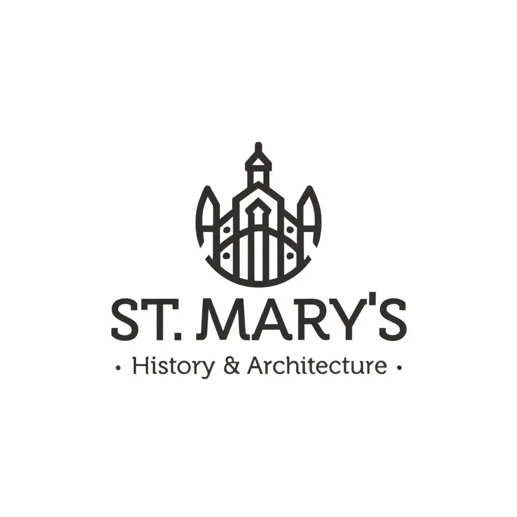 a logo design,with the text "St. Mary's History and Architecture", main symbol:Church,Moderate,be used in Religious industry,clear background