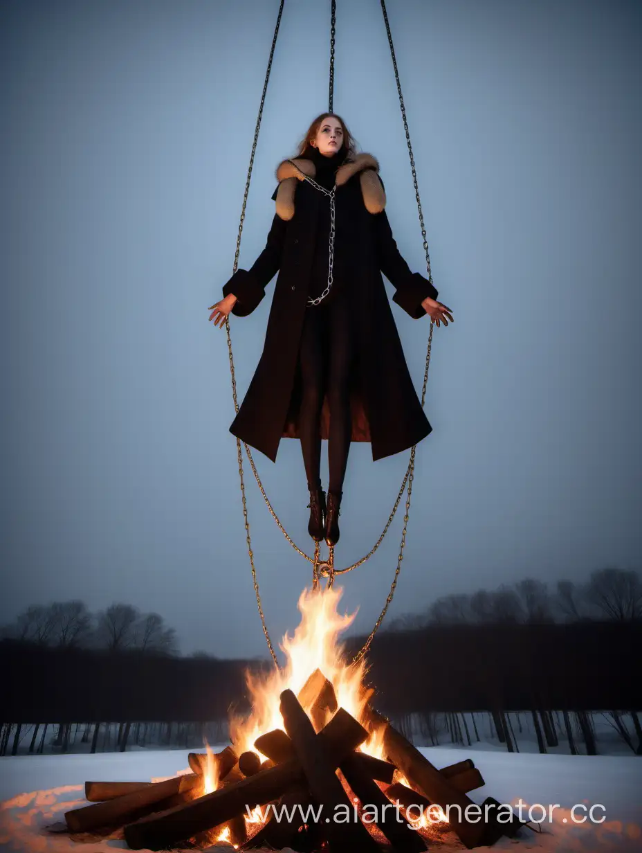 Fearless-Girl-Suspended-Above-Bonfire-in-Elegant-Sable-Coat