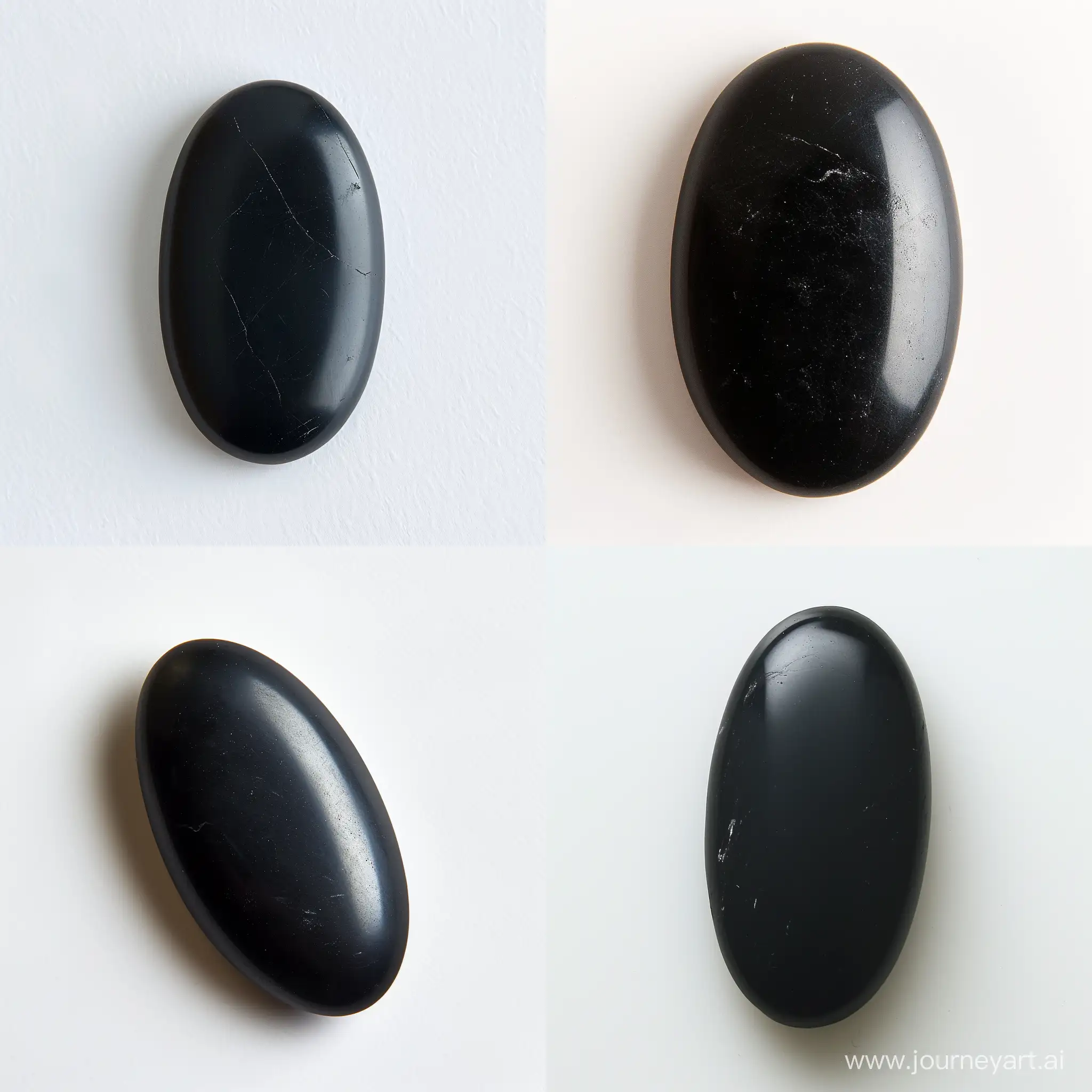 Elegant-Matte-Black-Oval-Stone-Cabochon-on-White-Background